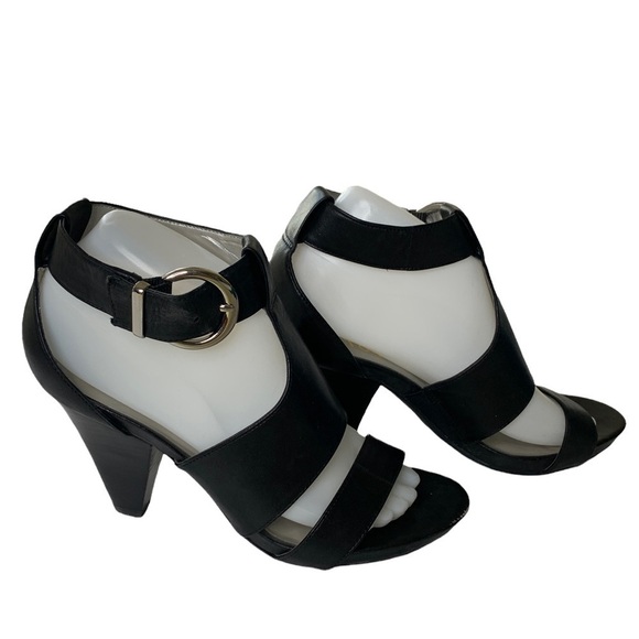 Me Too black ankle strap leather heels size 8 - Picture 1 of 10